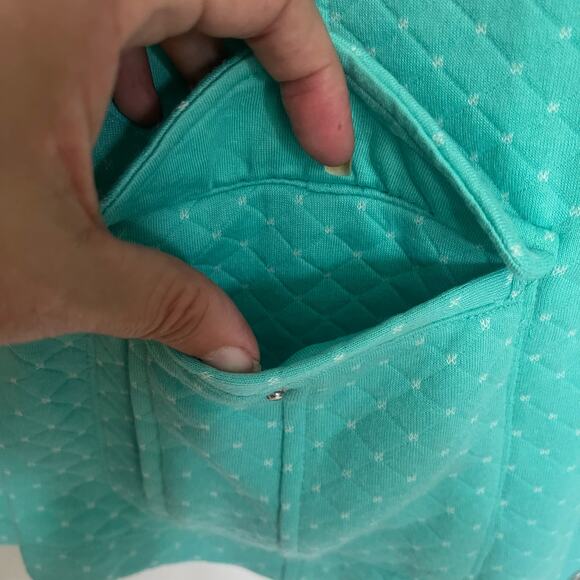 Isaac Mizrahi Live Quilted Womens Jacket Sz Medium Cottage Core Snap Teal Granny - Picture 5 of 12